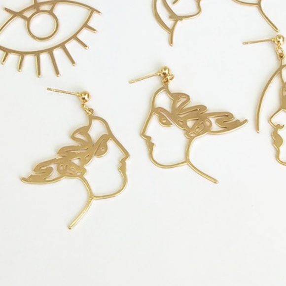 Jewelry - Minimalist Art Artists Portrait Drop Earrings